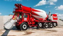 Front-discharge mixer truck